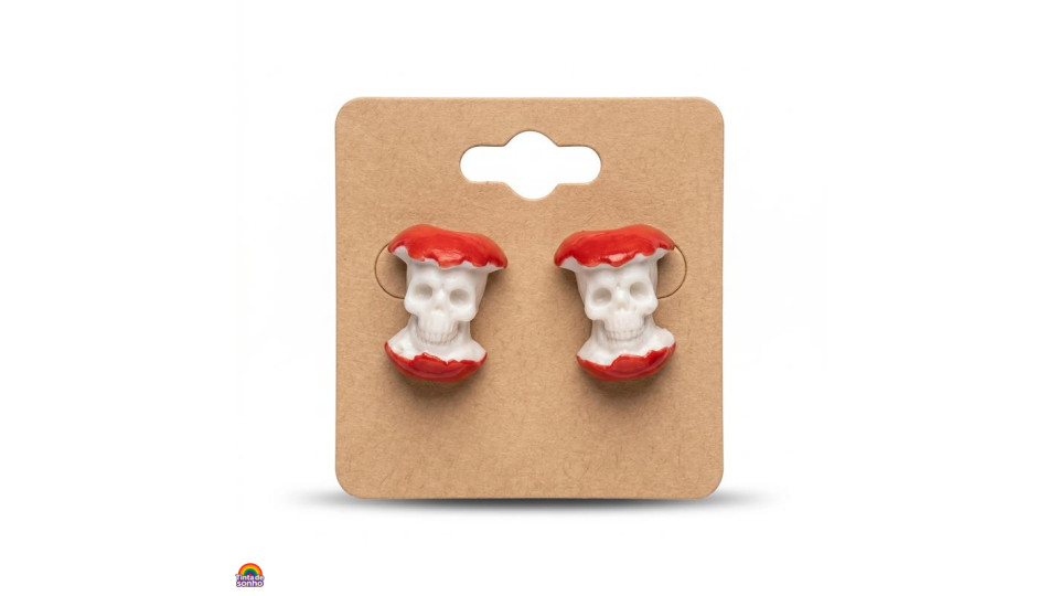 Brincos Caveira Maçã Criativos 3D