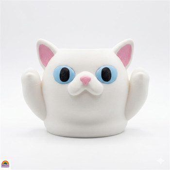 Porta Lápis e Canetas Gato Branco Criativo Porta Lápis e Canetas Gato Branco Criativo