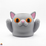 Porta Lápis e Canetas Gato Cinza Criativo