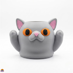 Porta Lápis e Canetas Gato Cinza Criativo