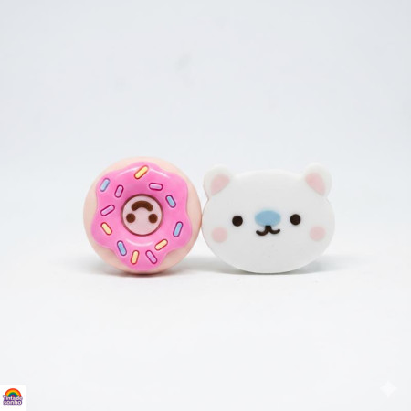 Conjunto de Borrachas Kawaii Donuts e Urso Conjunto de Borrachas Kawaii Donuts e Urso