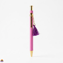 Caneta de Tinta Tradicional com Pingente de Franja Lilás