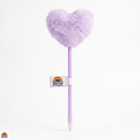 Caneta de Gel Coração de Peluche Lilás Criativa