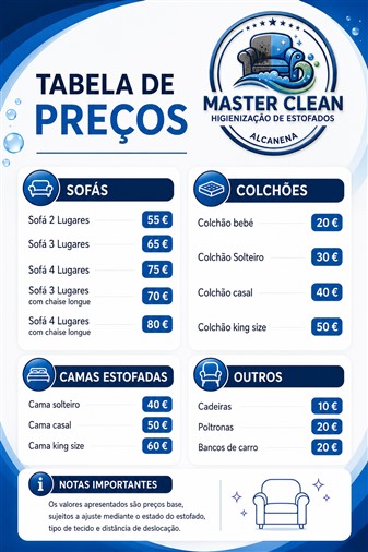 Tabela de Preços Master Clean